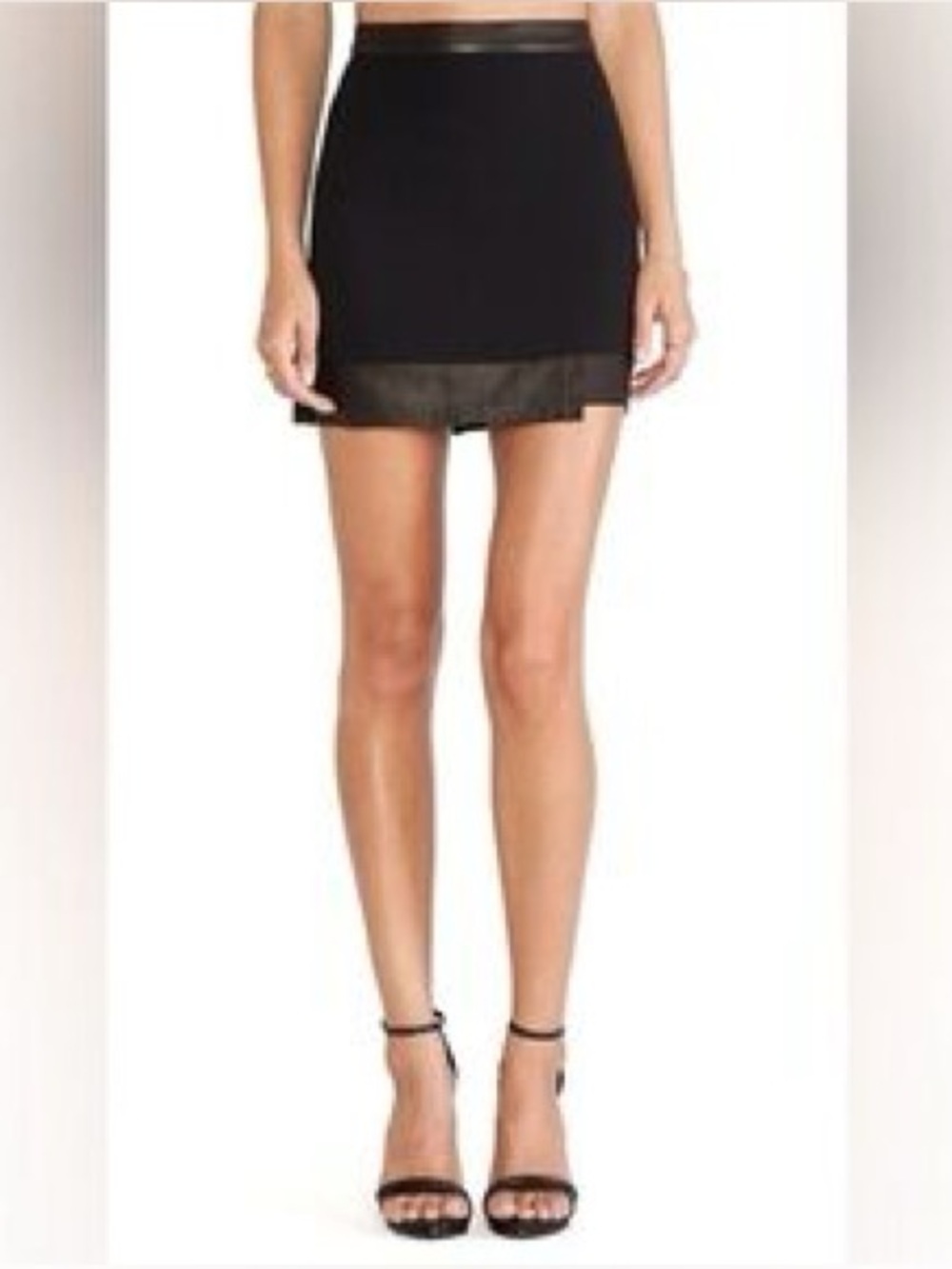 Alice and Olivia black mix media mini skirt size 4